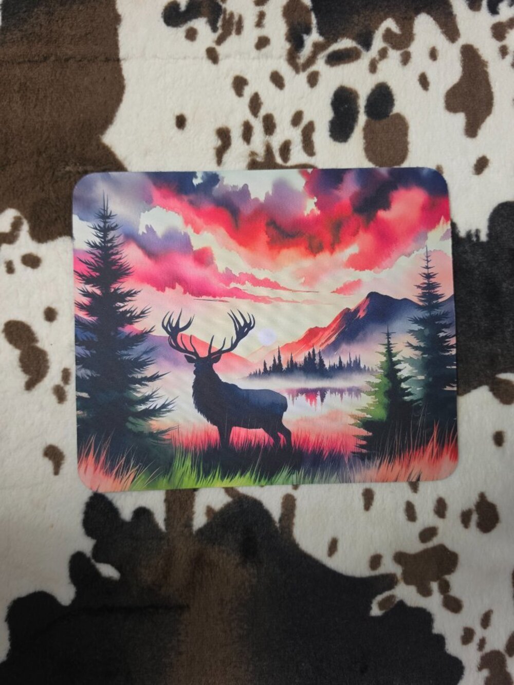 Watercolor Deer Western Wildlife Computer Mouse Pad